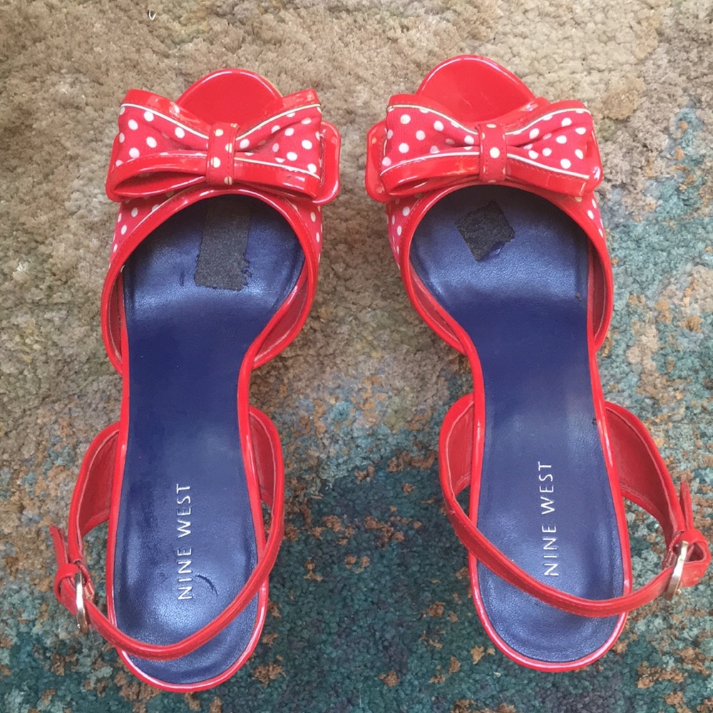 Red & White Polka Dot Nine West Heels